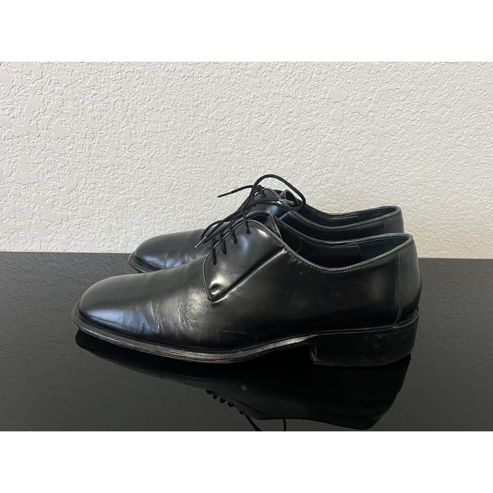 Gucci Leather Lace-Up Block Heel Derby Formal Dress Shoes Black Men's Size 8.5 D